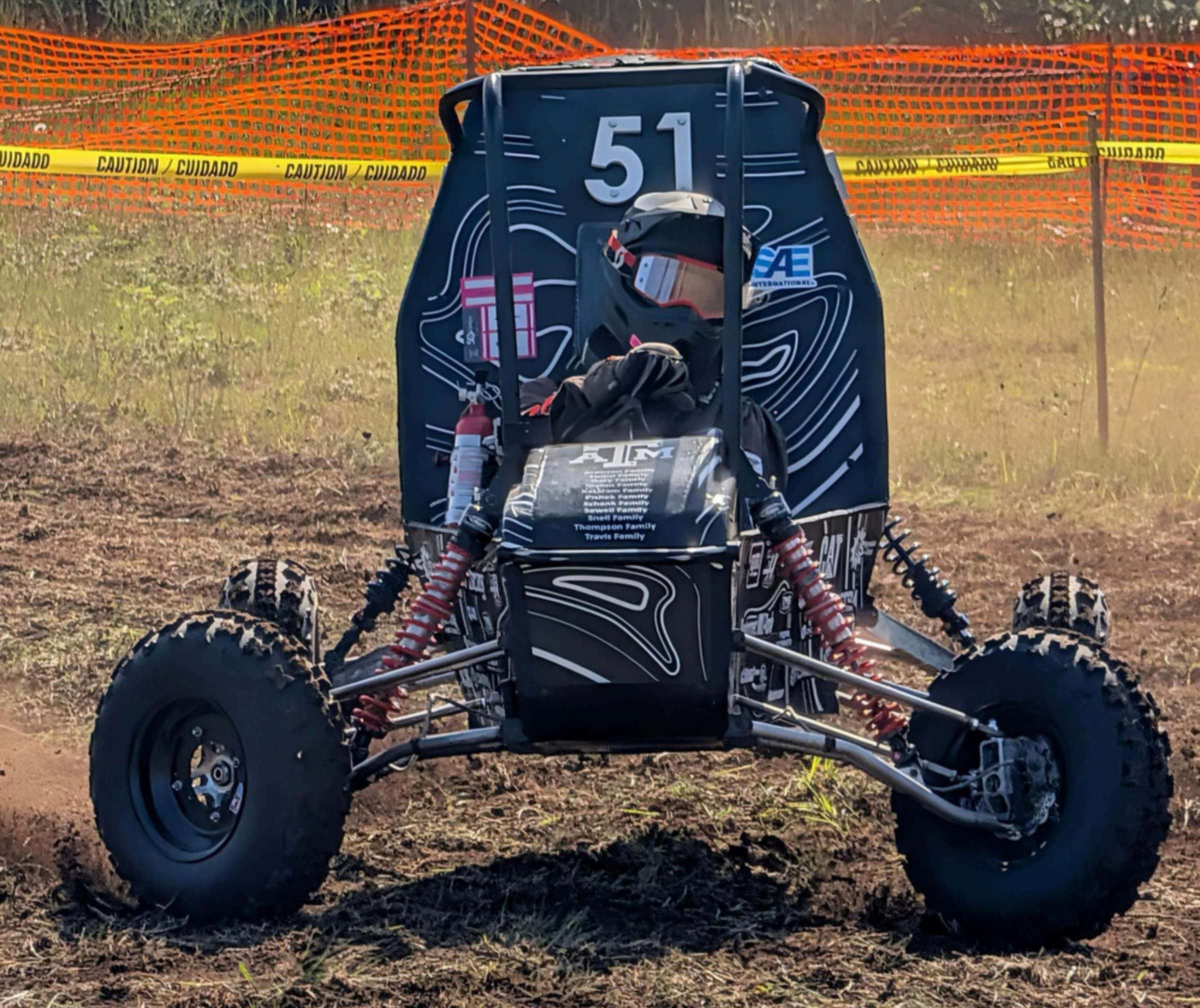 Texas A&M Baja SAE car racing off-road